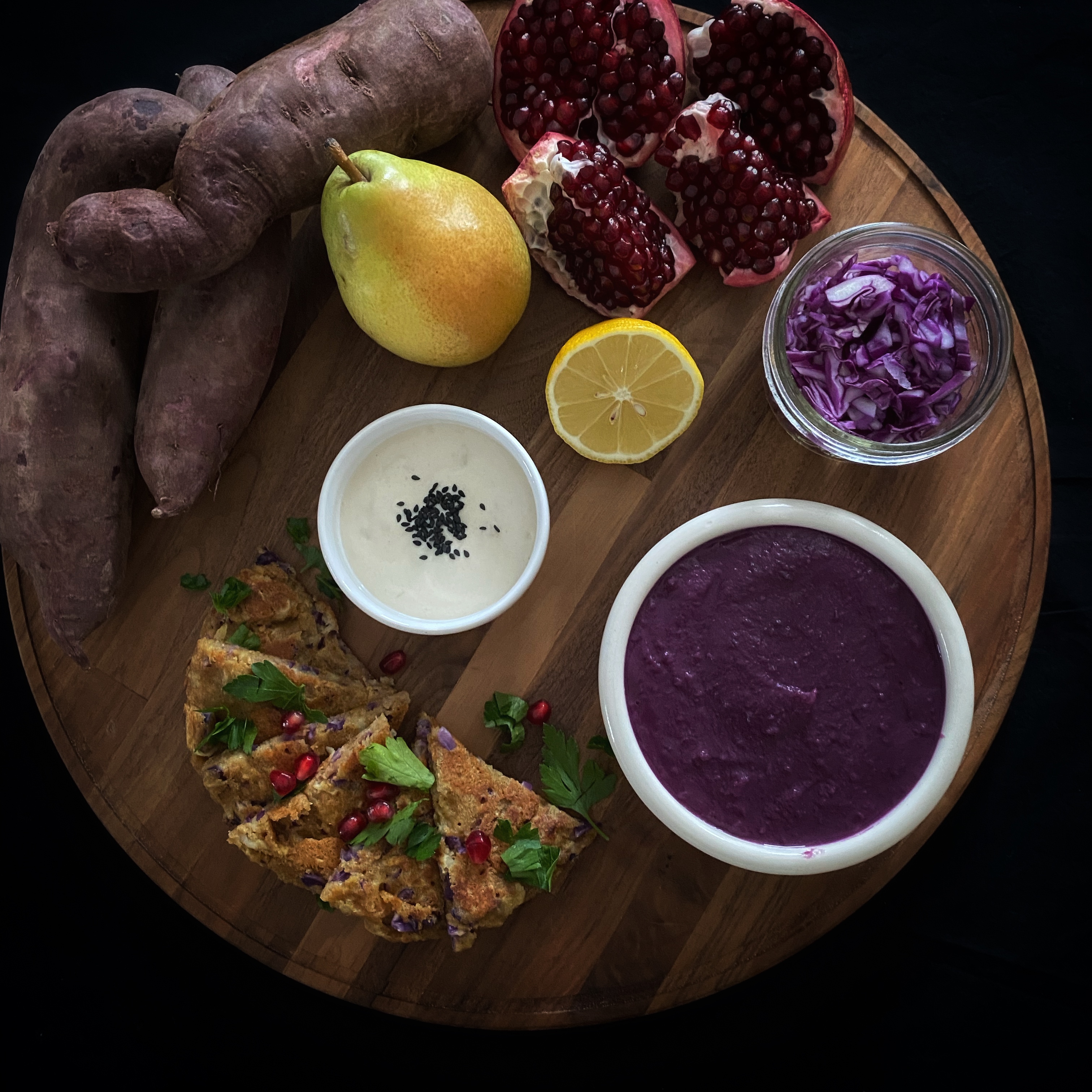 Purple Vegetable Pancake and Sweet Potato&nbsp;Soup
