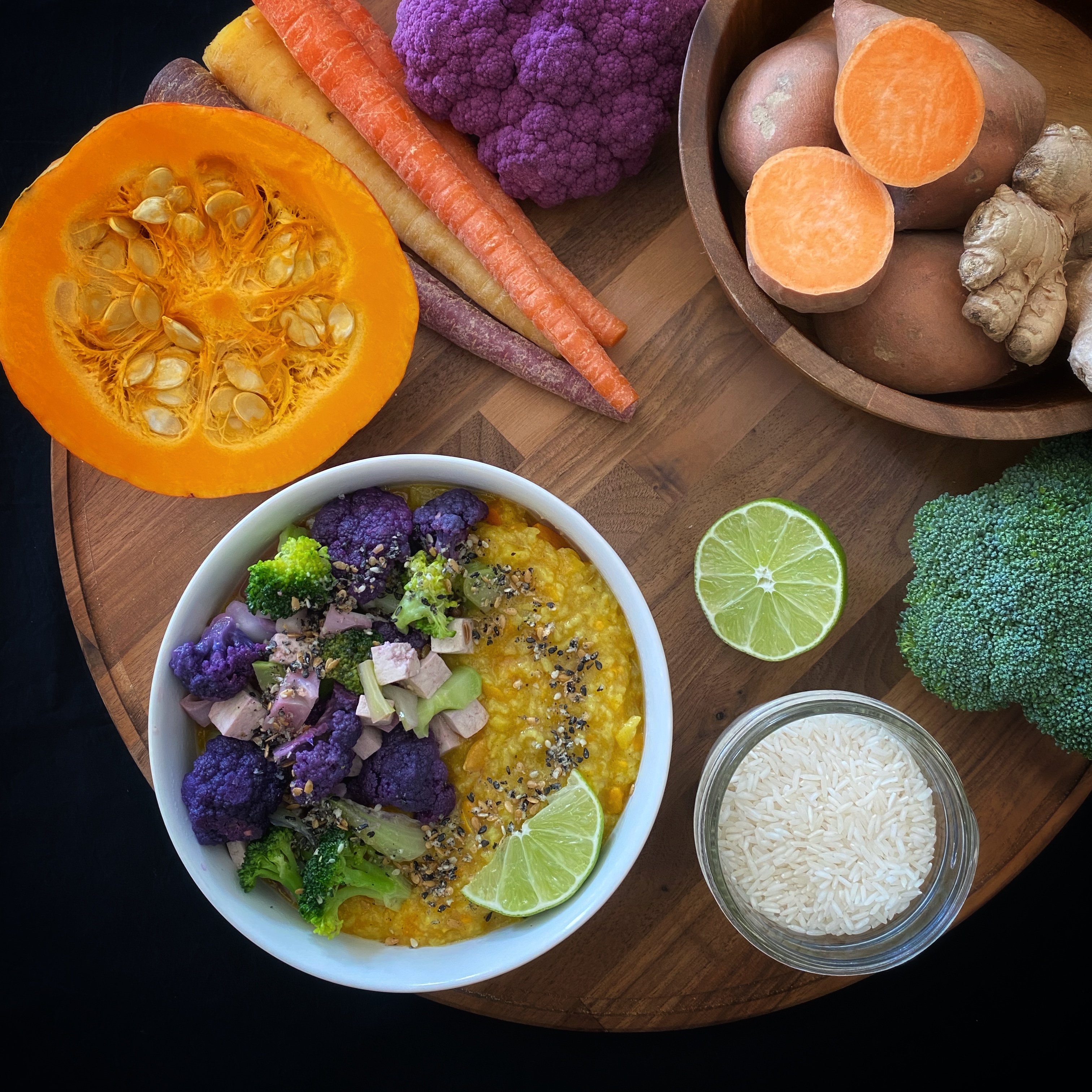 Orange Congee with Tofu and&nbsp;Vegetables