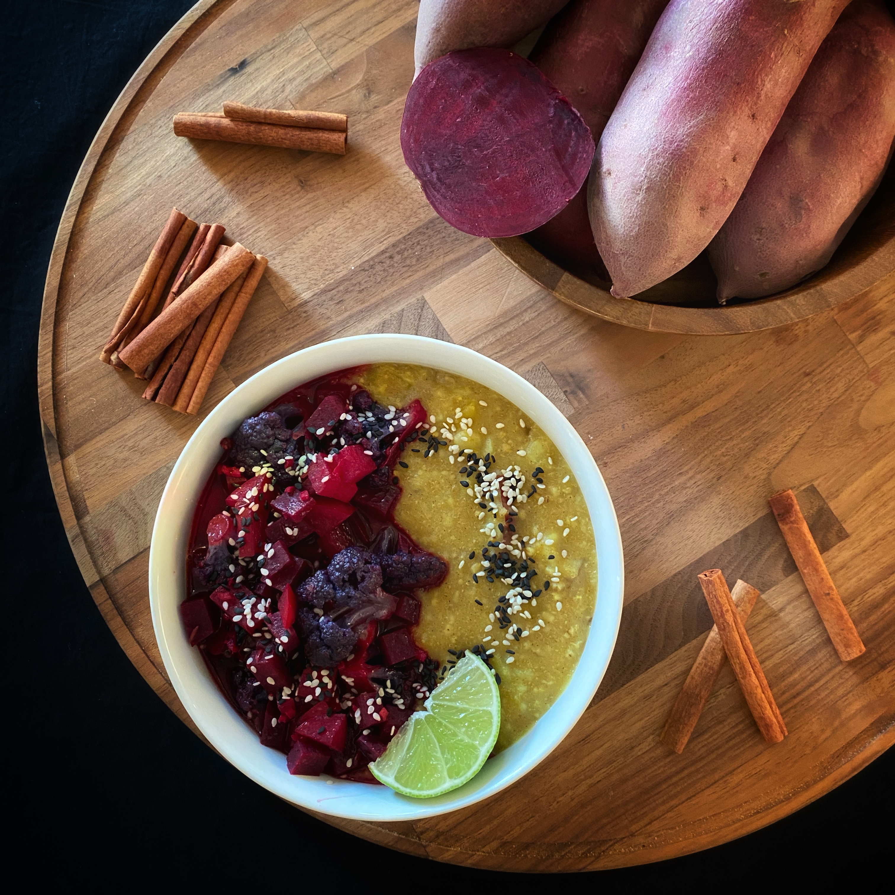 My Favorite Flavor Combination this Season: Beets, Cinnamon, and Japanese Sweet Potato (with a bit of&nbsp;lime)